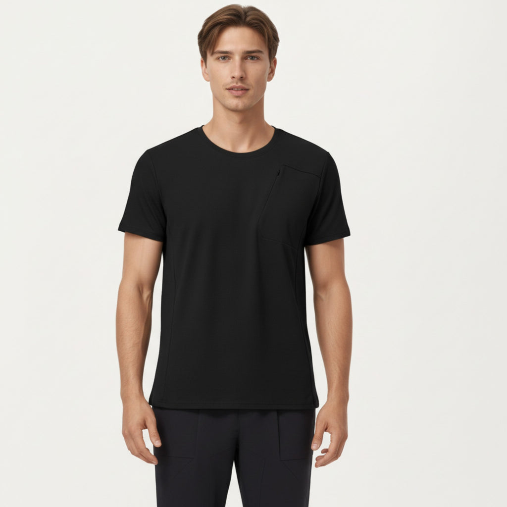 Anna-Kaci Men's Short Sleeve Performance T-Shirt with Chest Pocket and Lightweight Stretch Fabric