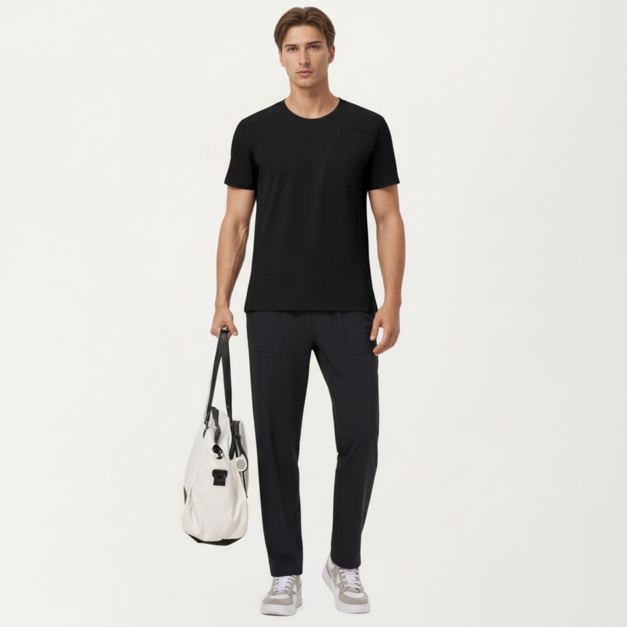 Anna-Kaci Men's Short Sleeve Performance T-Shirt with Chest Pocket and Lightweight Stretch Fabric