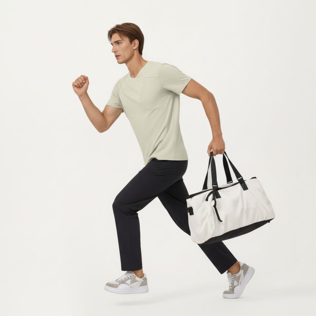 Anna-Kaci Men's Short Sleeve Performance T-Shirt with Chest Pocket and Lightweight Stretch Fabric
