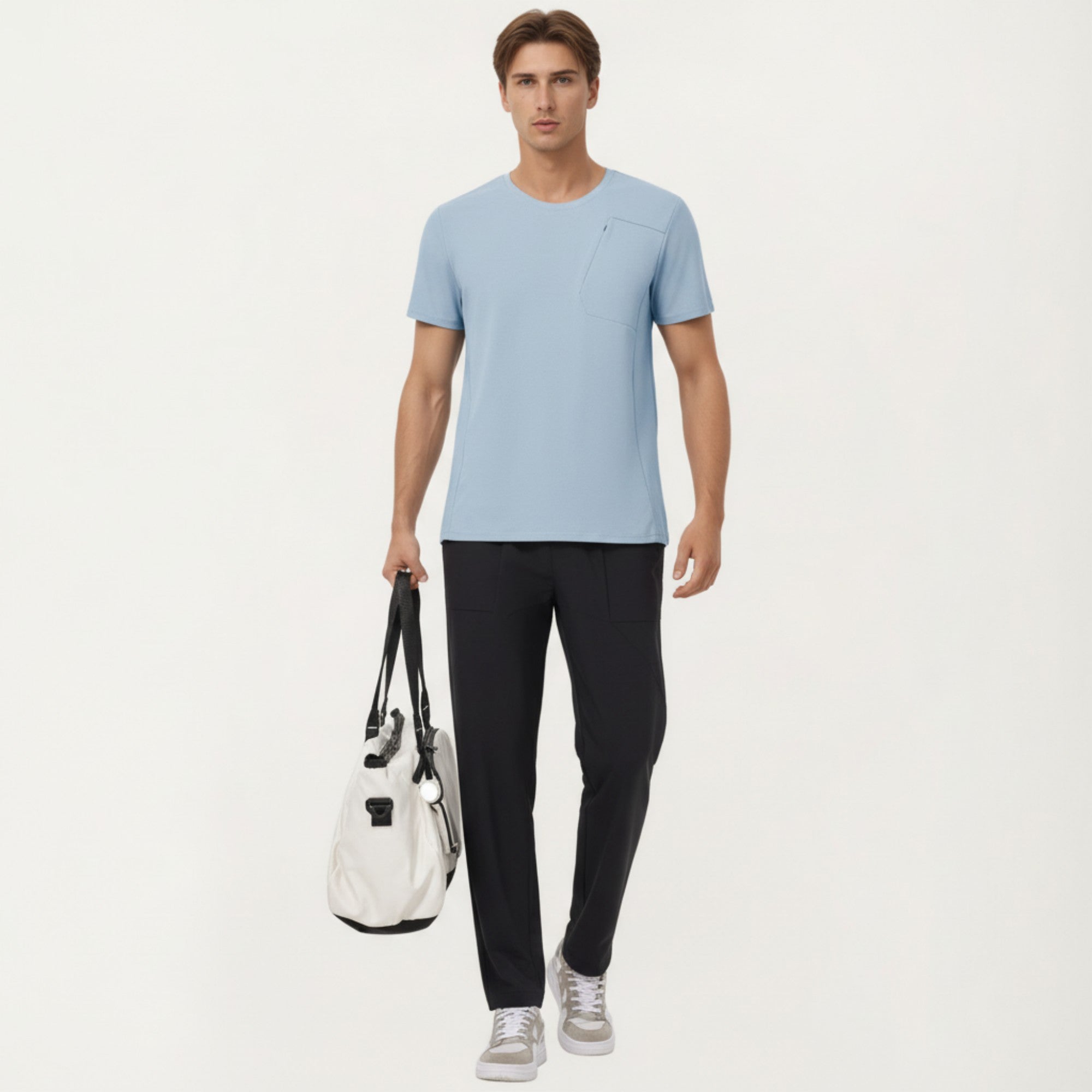 Anna-Kaci Men's Short Sleeve Performance T-Shirt with Chest Pocket and Lightweight Stretch Fabric