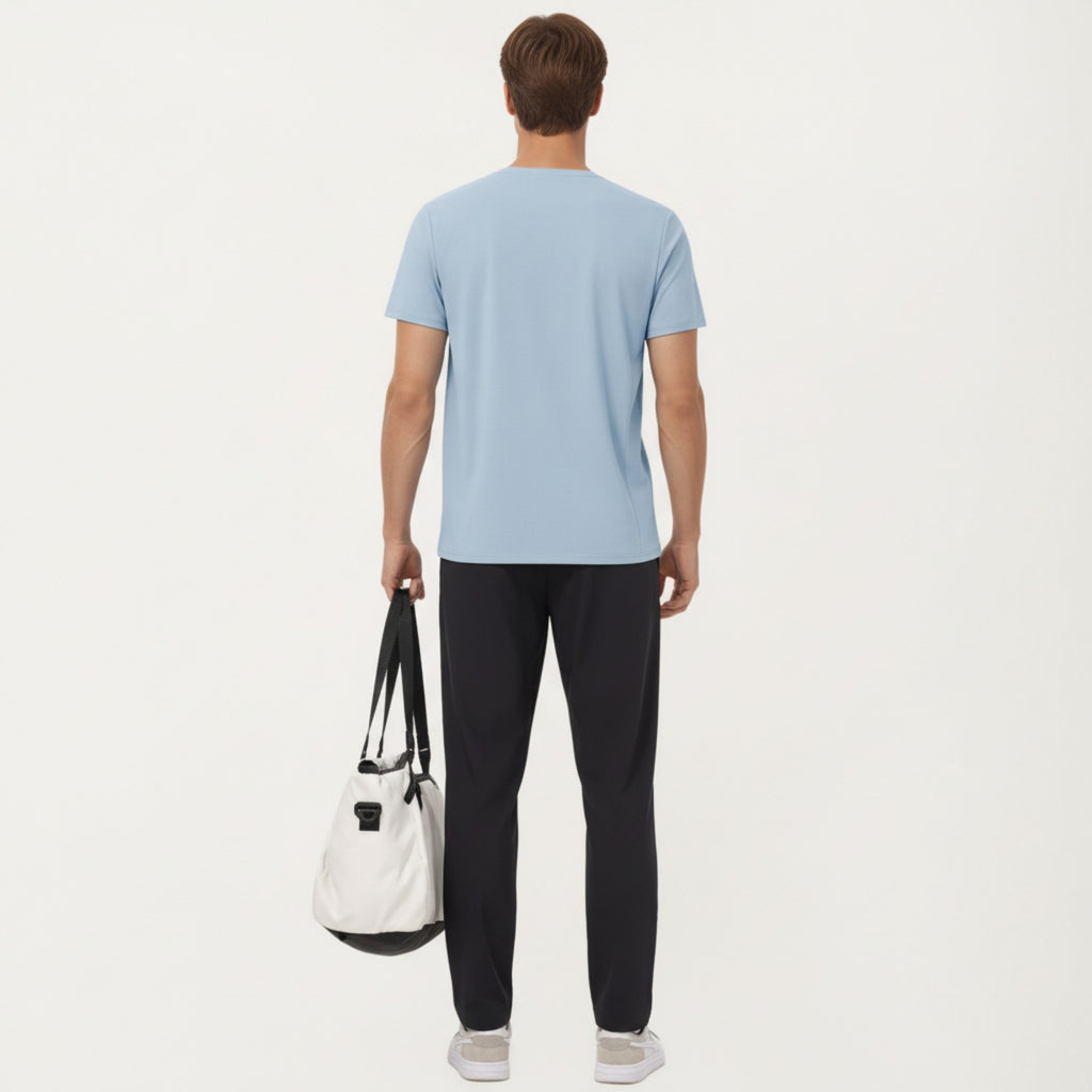 Anna-Kaci Men's Short Sleeve Performance T-Shirt with Chest Pocket and Lightweight Stretch Fabric