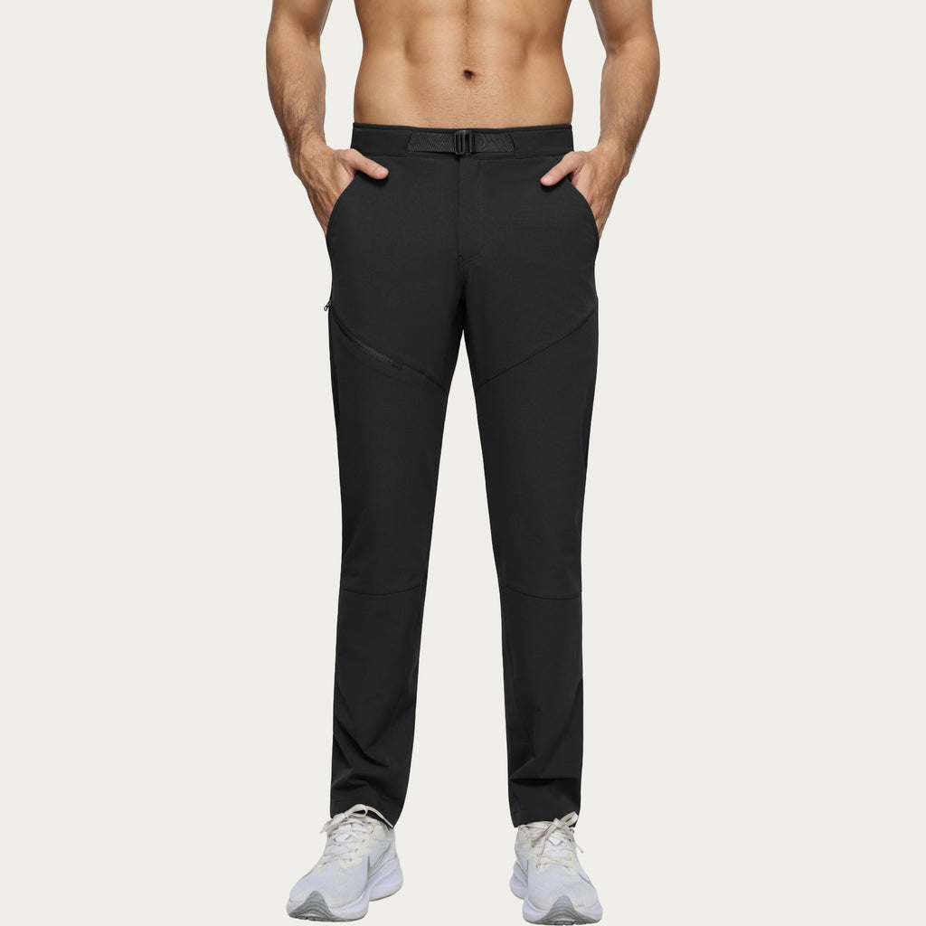 Anna-Kaci Men's Performance Utility Pants with Built-In Belt and Tapered Athletic Fit