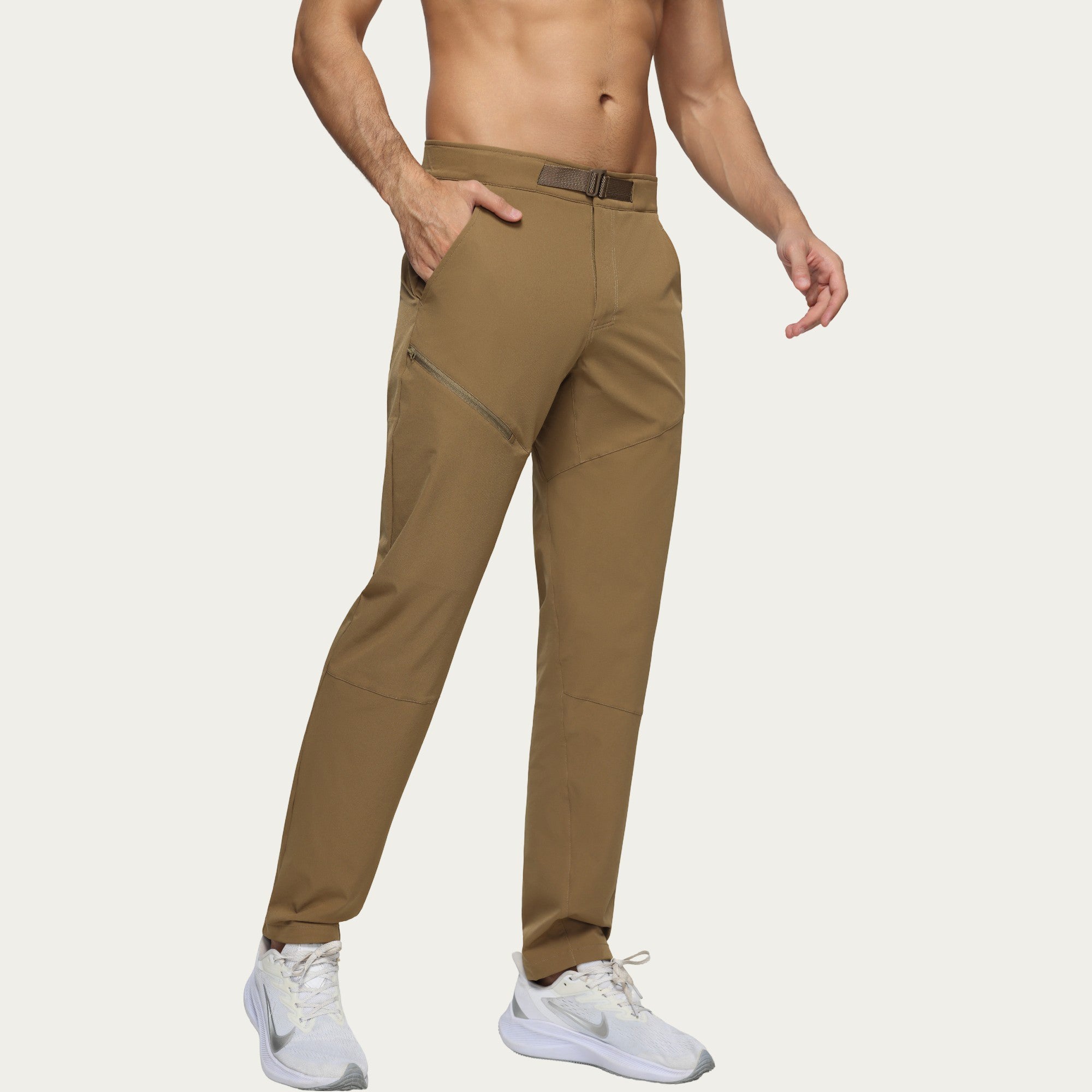 Anna-Kaci Men's Performance Utility Pants with Built-In Belt and Tapered Athletic Fit
