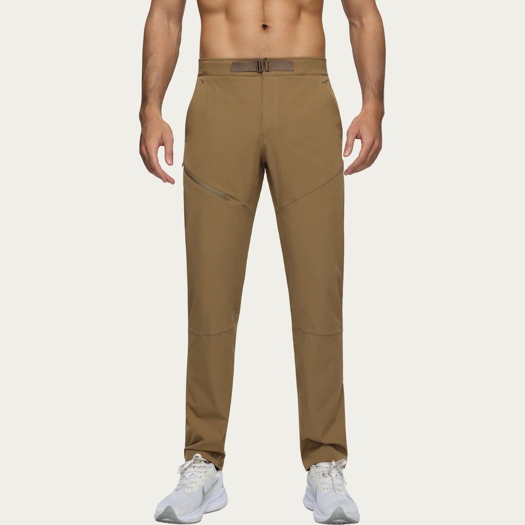 Anna-Kaci Men's Performance Utility Pants with Built-In Belt and Tapered Athletic Fit