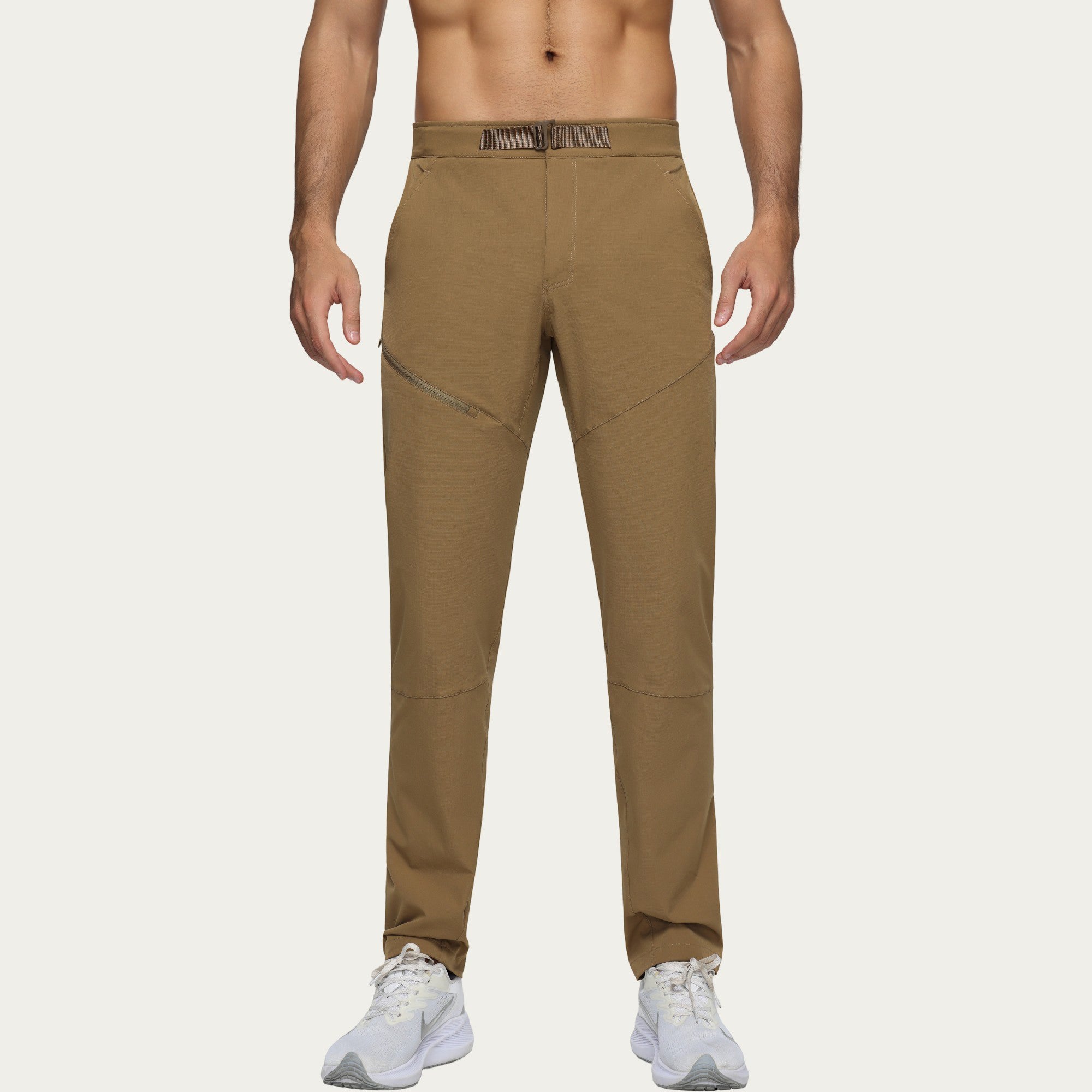 Anna-Kaci Men's Performance Utility Pants with Built-In Belt and Tapered Athletic Fit