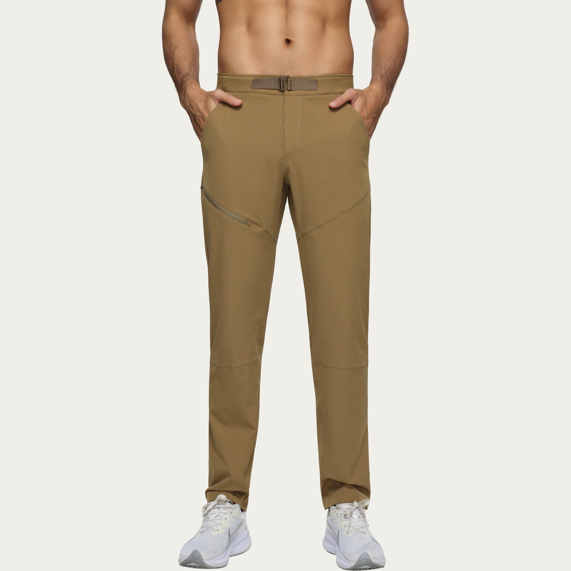 Anna-Kaci Men's Performance Utility Pants with Built-In Belt and Tapered Athletic Fit