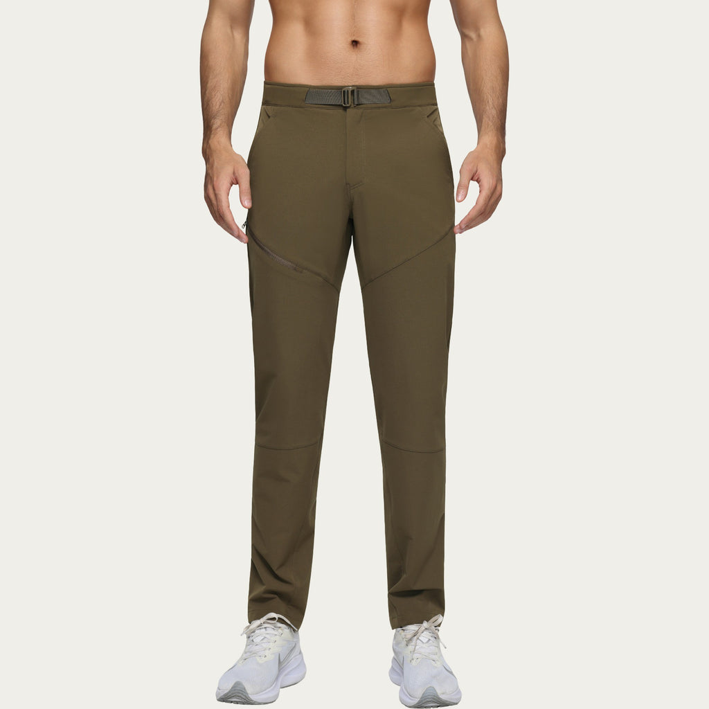 Anna-Kaci Men's Performance Utility Pants with Built-In Belt and Tapered Athletic Fit