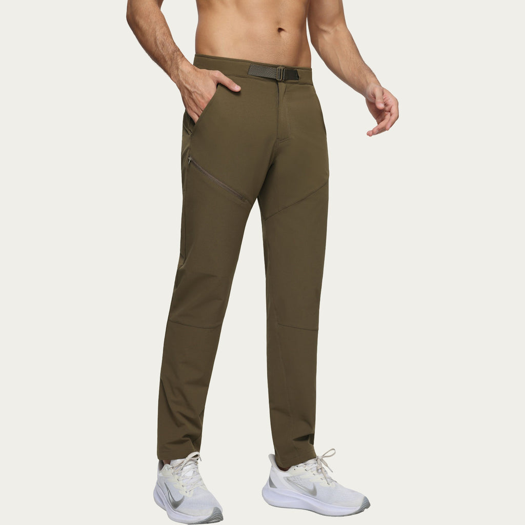 Anna-Kaci Men's Performance Utility Pants with Built-In Belt and Tapered Athletic Fit