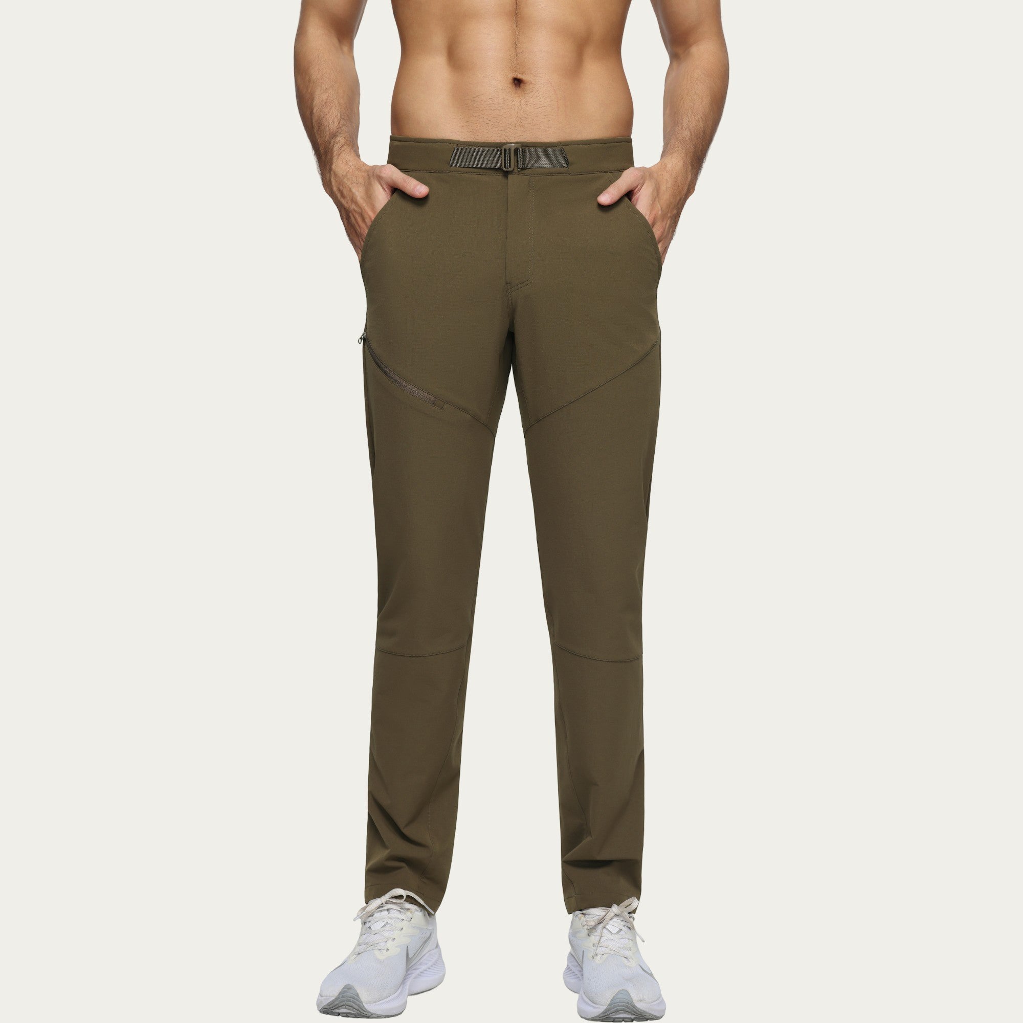 Anna-Kaci Men's Performance Utility Pants with Built-In Belt and Tapered Athletic Fit