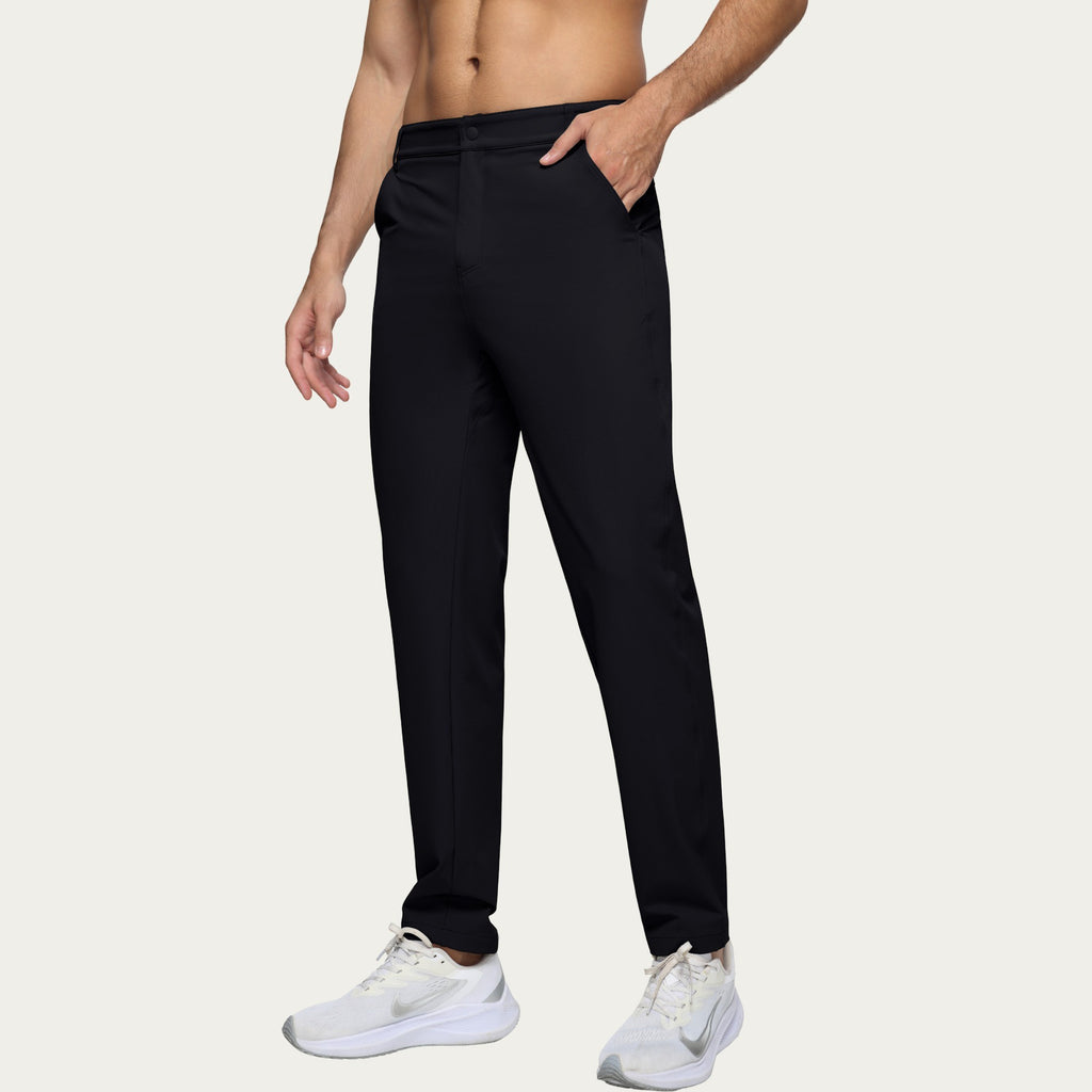 Anna-Kaci Men's Performance Stretch Pants with Button Waist Closure and Tapered Athletic Fit