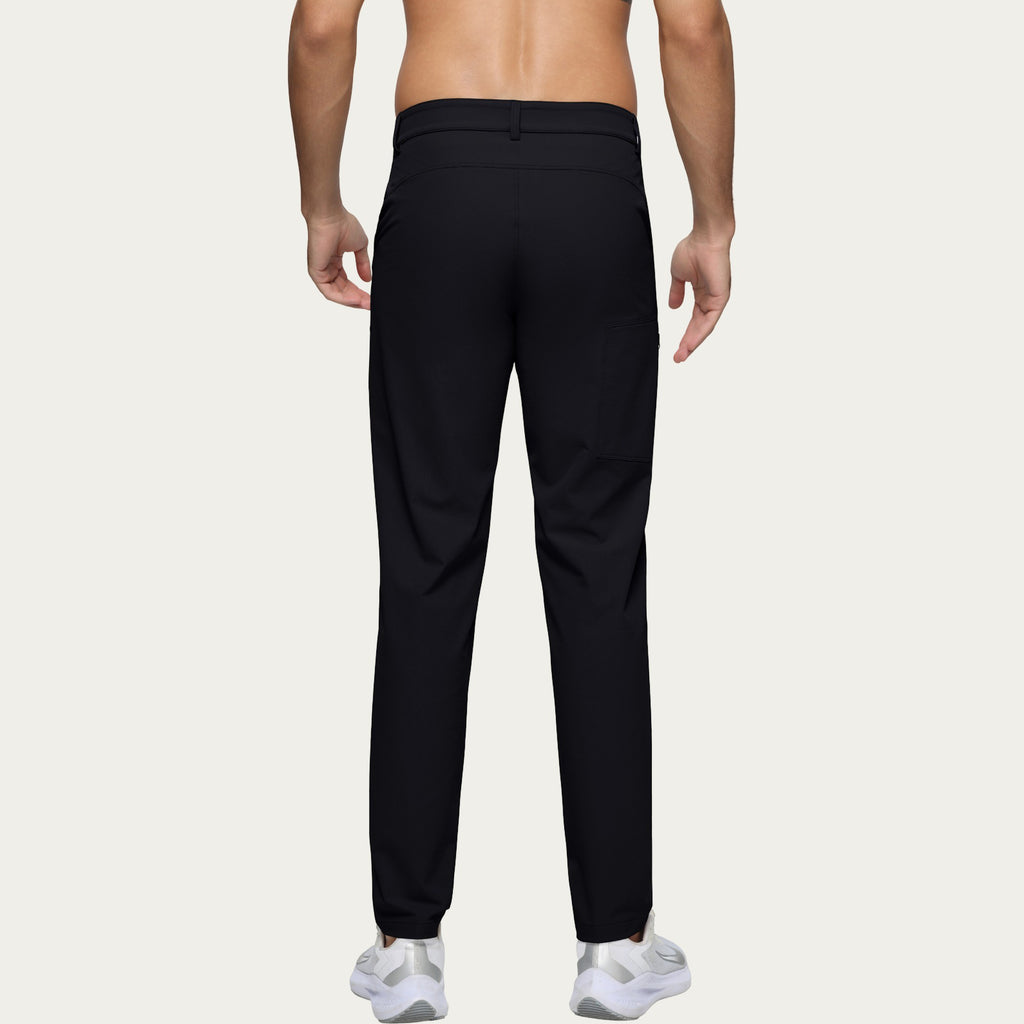 Anna-Kaci Men's Performance Stretch Pants with Button Waist Closure and Tapered Athletic Fit