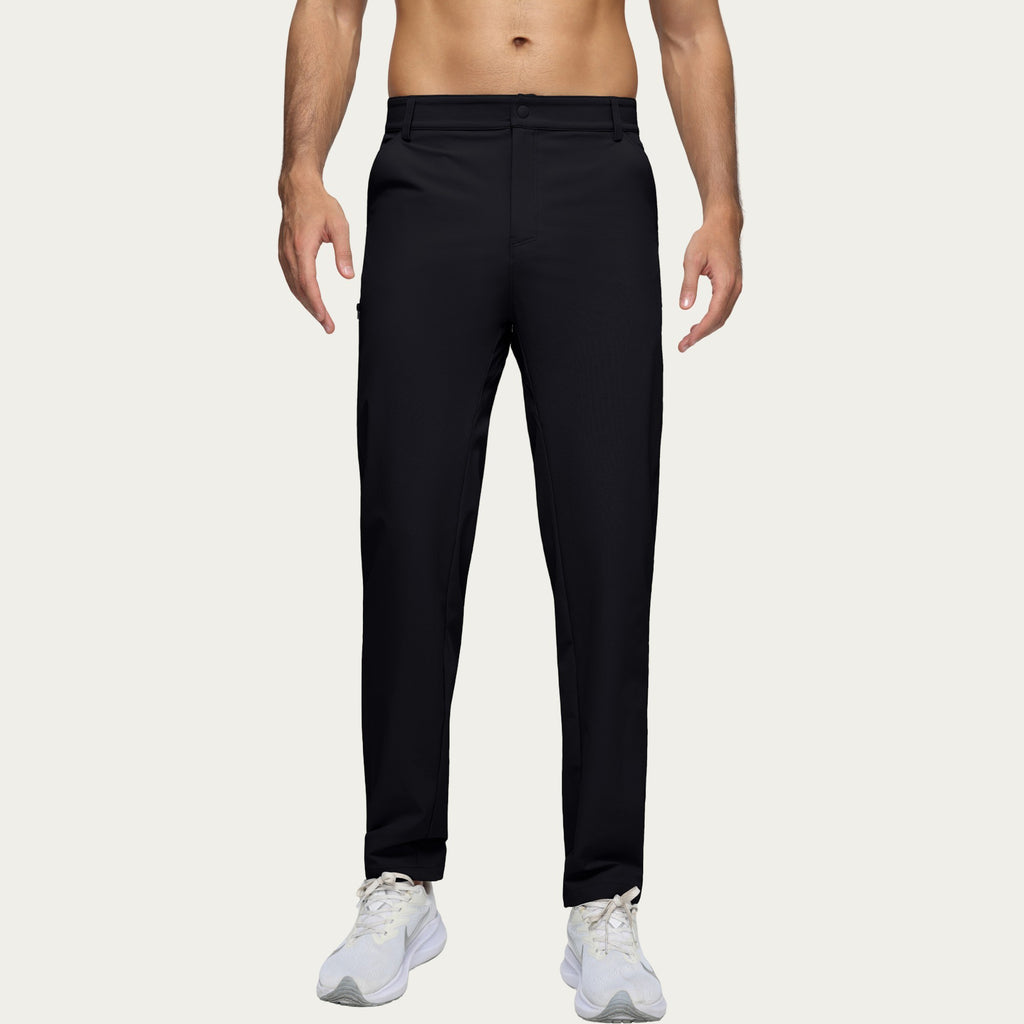 Anna-Kaci Men's Performance Stretch Pants with Button Waist Closure and Tapered Athletic Fit