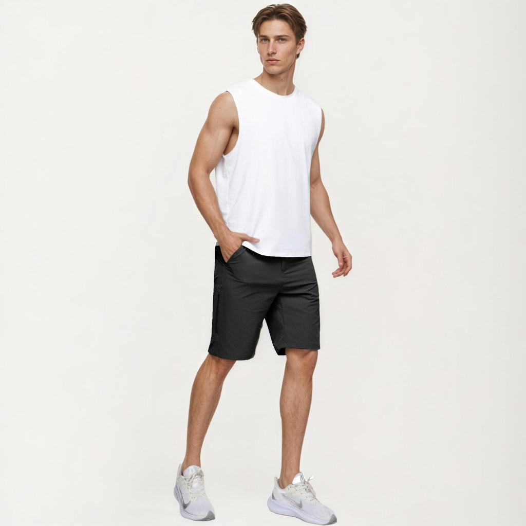 Anna-Kaci Men's Performance Stretch Shorts with Button Waist Closure and Tailored Athletic Fit