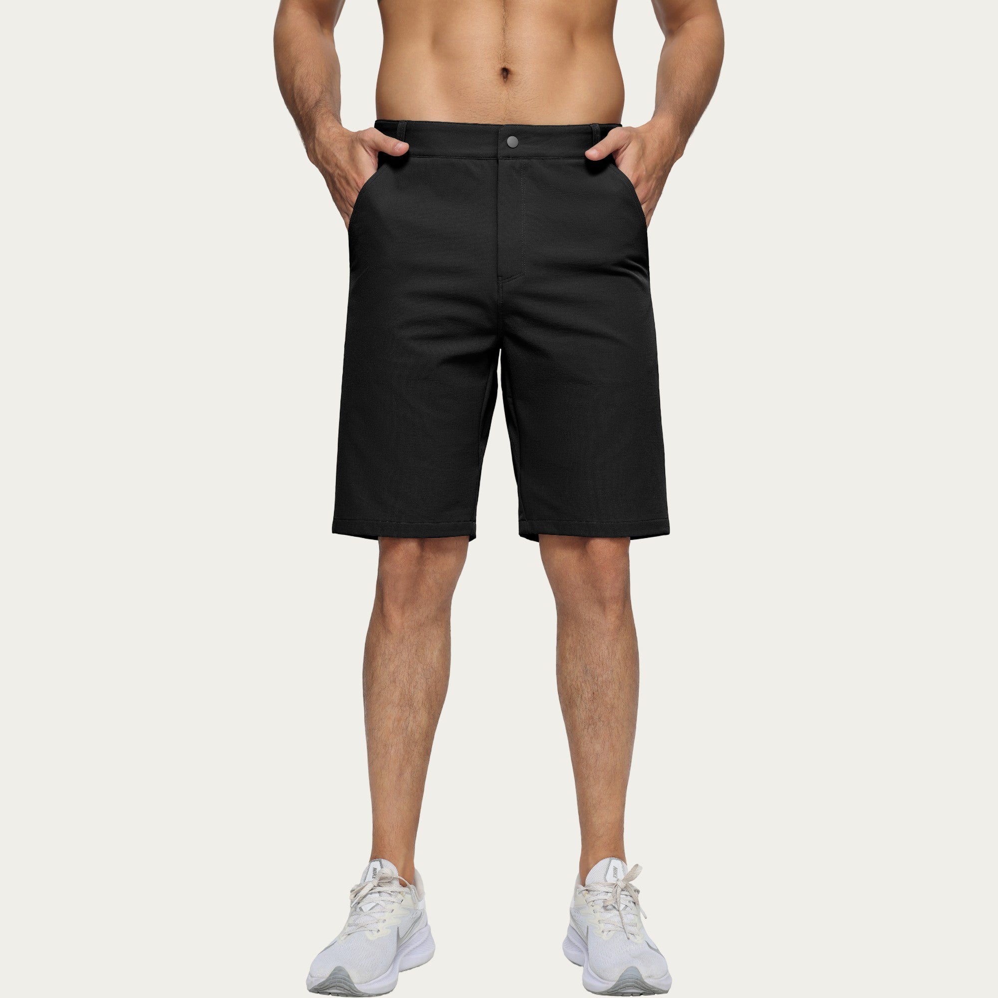 Anna-Kaci Men's Performance Stretch Shorts with Button Waist Closure and Tailored Athletic Fit