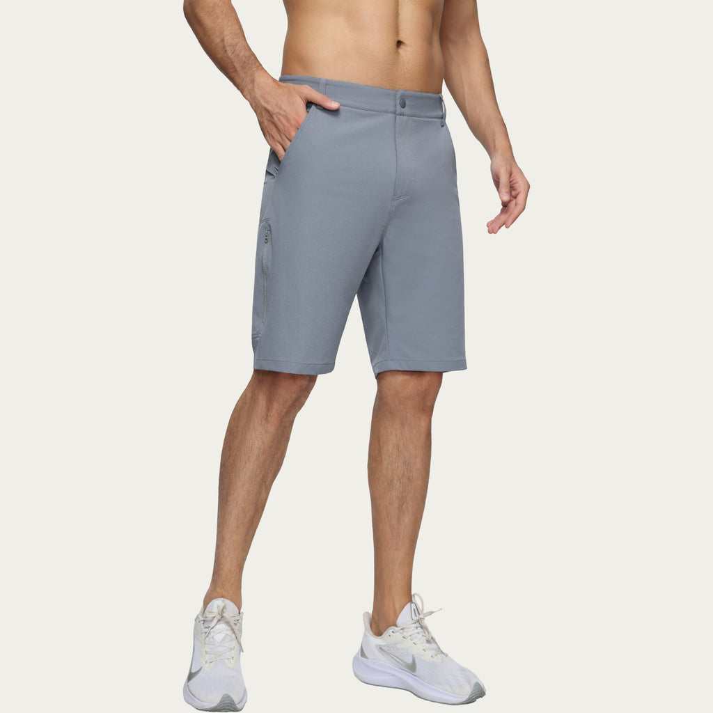 Anna-Kaci Men's Performance Stretch Shorts with Button Waist Closure and Tailored Athletic Fit
