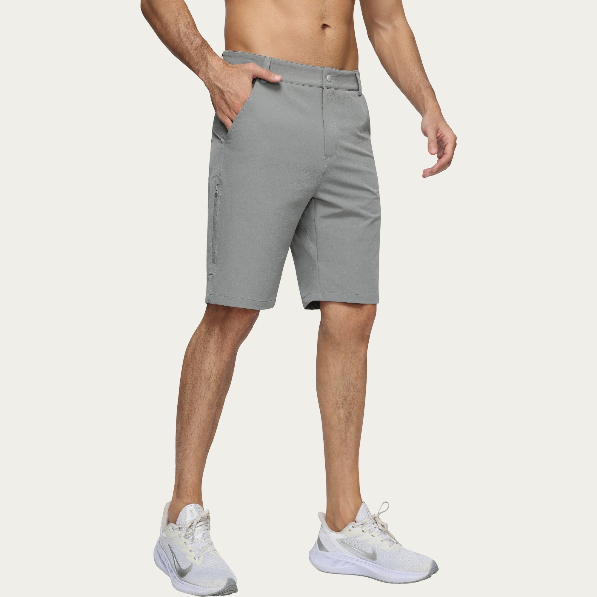 Anna-Kaci Men's Performance Stretch Shorts with Button Waist Closure and Tailored Athletic Fit