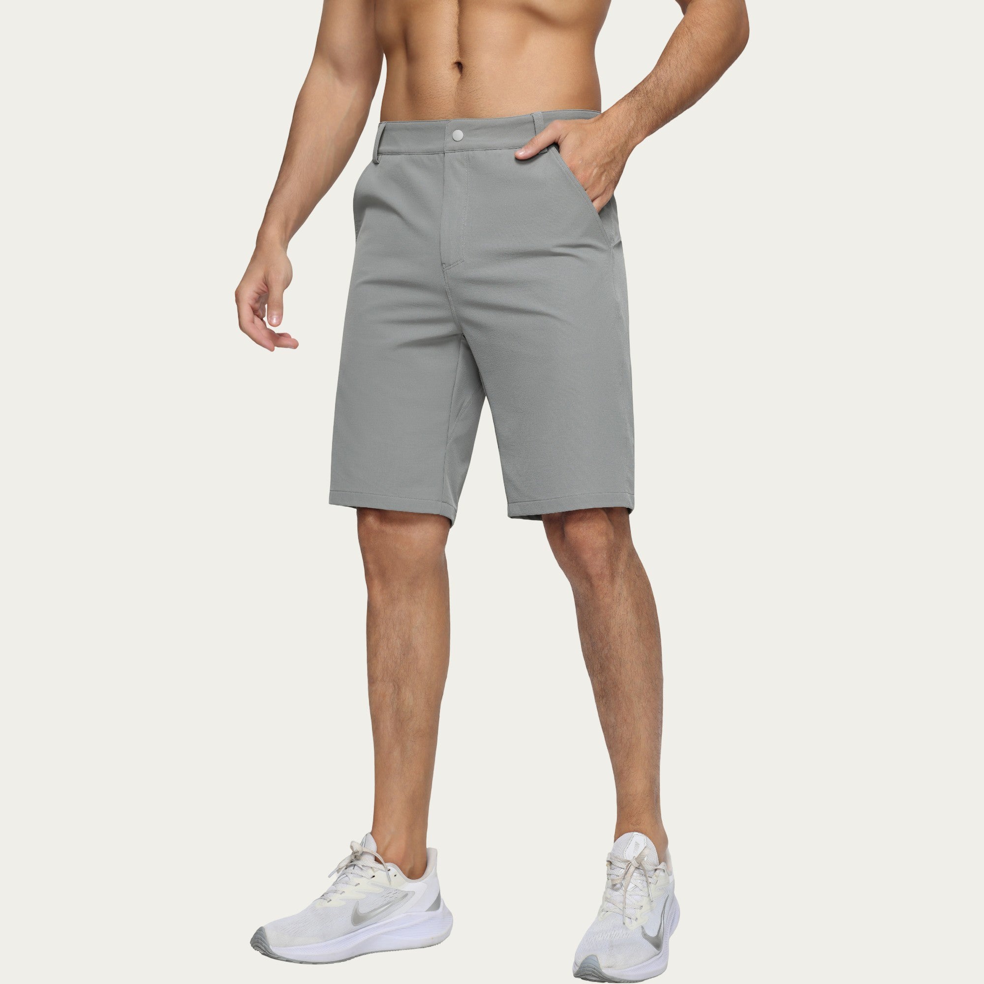 Anna-Kaci Men's Performance Stretch Shorts with Button Waist Closure and Tailored Athletic Fit