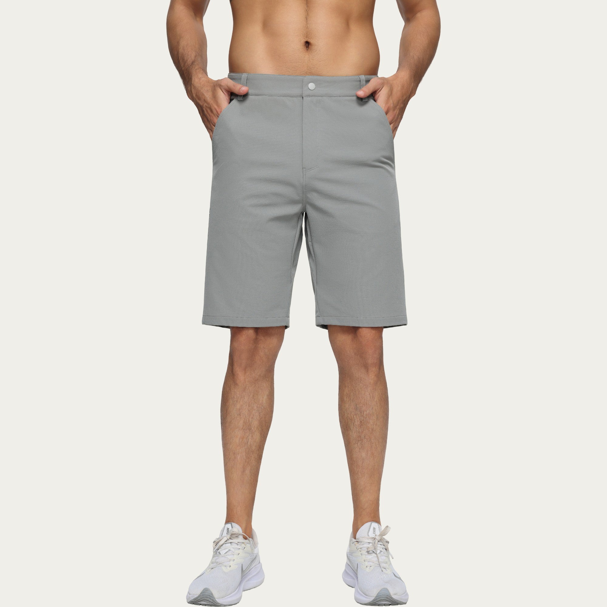 Anna-Kaci Men's Performance Stretch Shorts with Button Waist Closure and Tailored Athletic Fit