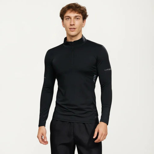 Anna-Kaci Active Men's Long Sleeve Half Zip Performance Top with Mock Neck and Stretch Compression Fit