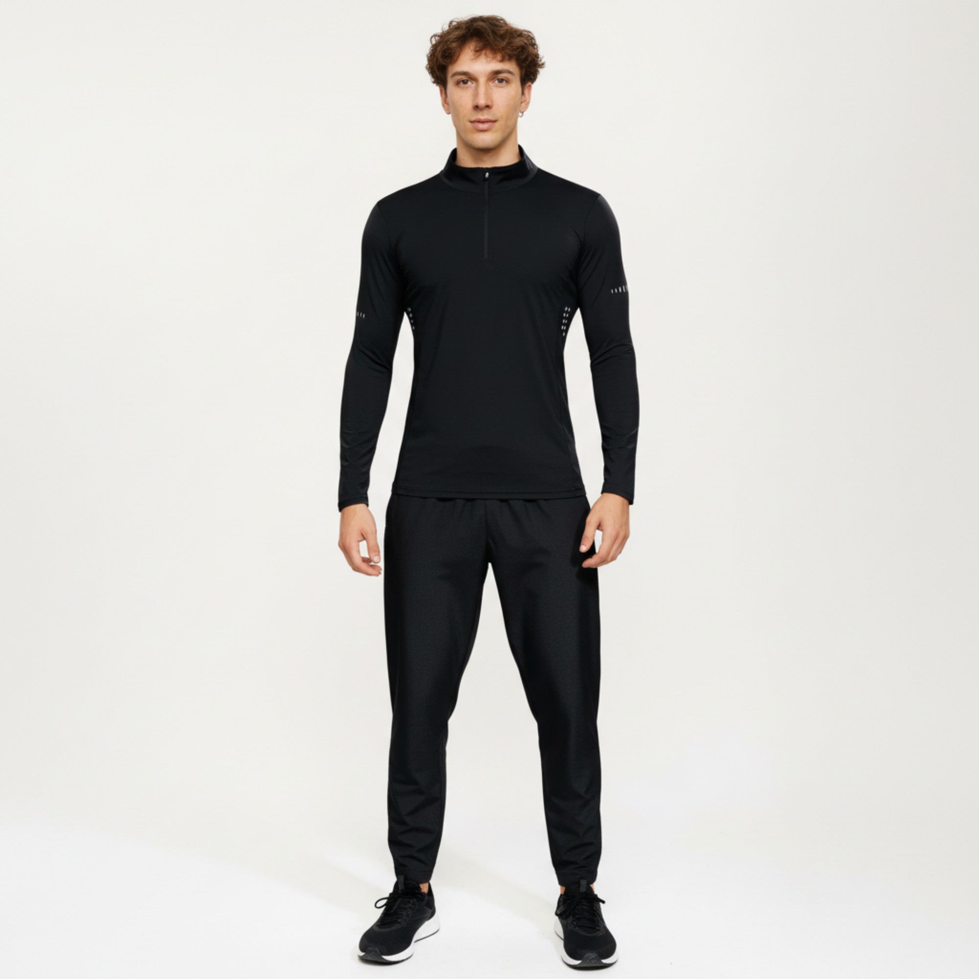 Anna-Kaci Active Men's Long Sleeve Half Zip Performance Top with Mock Neck and Stretch Compression Fit