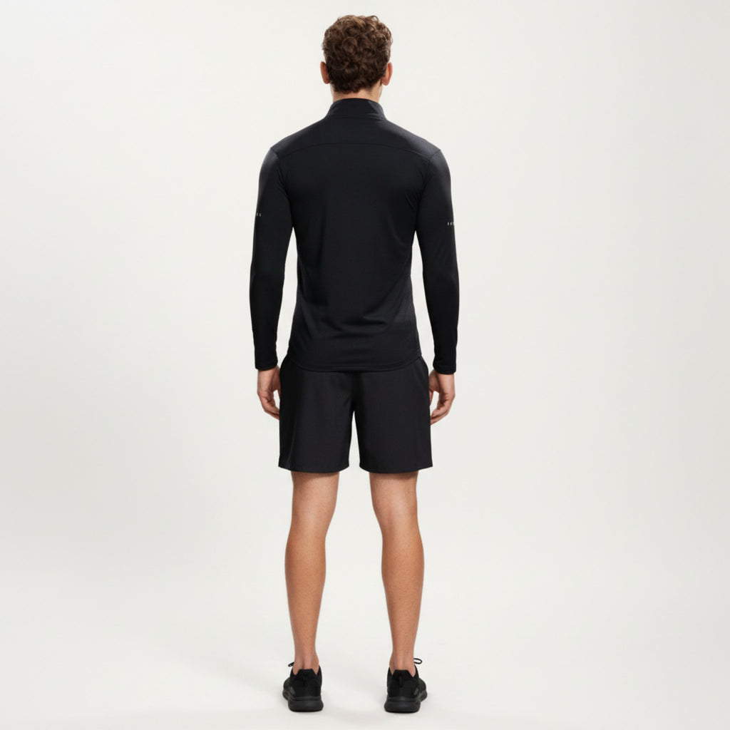 Anna-Kaci Active Men's Long Sleeve Half Zip Performance Top with Mock Neck and Stretch Compression Fit