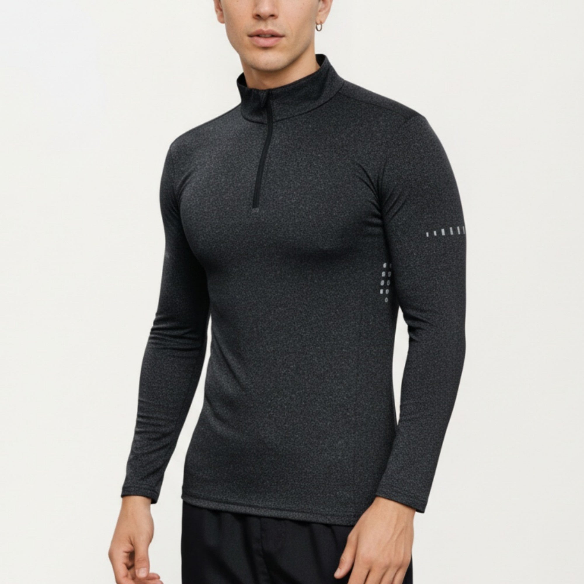 Anna-Kaci Active Men's Long Sleeve Half Zip Performance Top with Mock Neck and Stretch Compression Fit