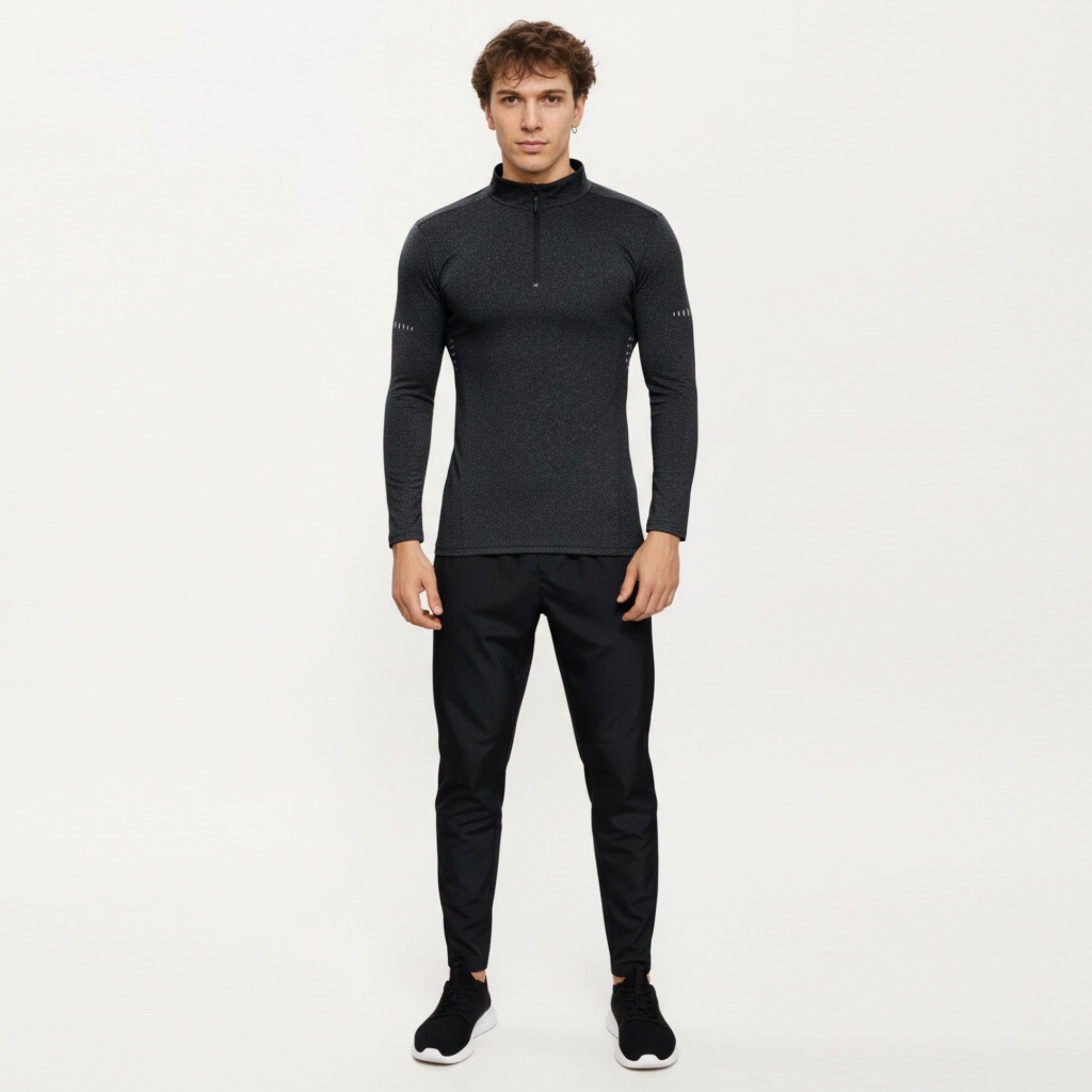 Anna-Kaci Active Men's Long Sleeve Half Zip Performance Top with Mock Neck and Stretch Compression Fit