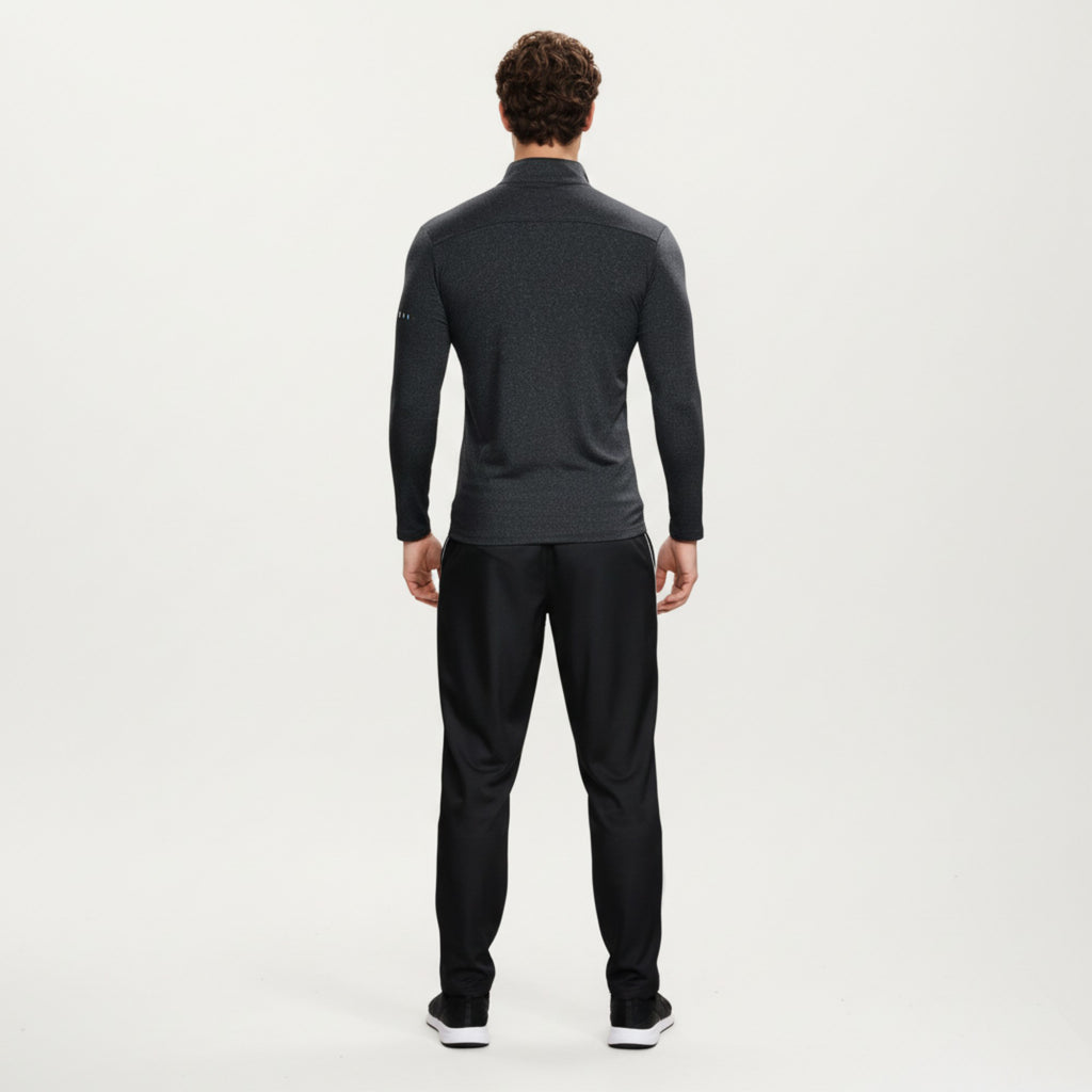 Anna-Kaci Active Men's Long Sleeve Half Zip Performance Top with Mock Neck and Stretch Compression Fit