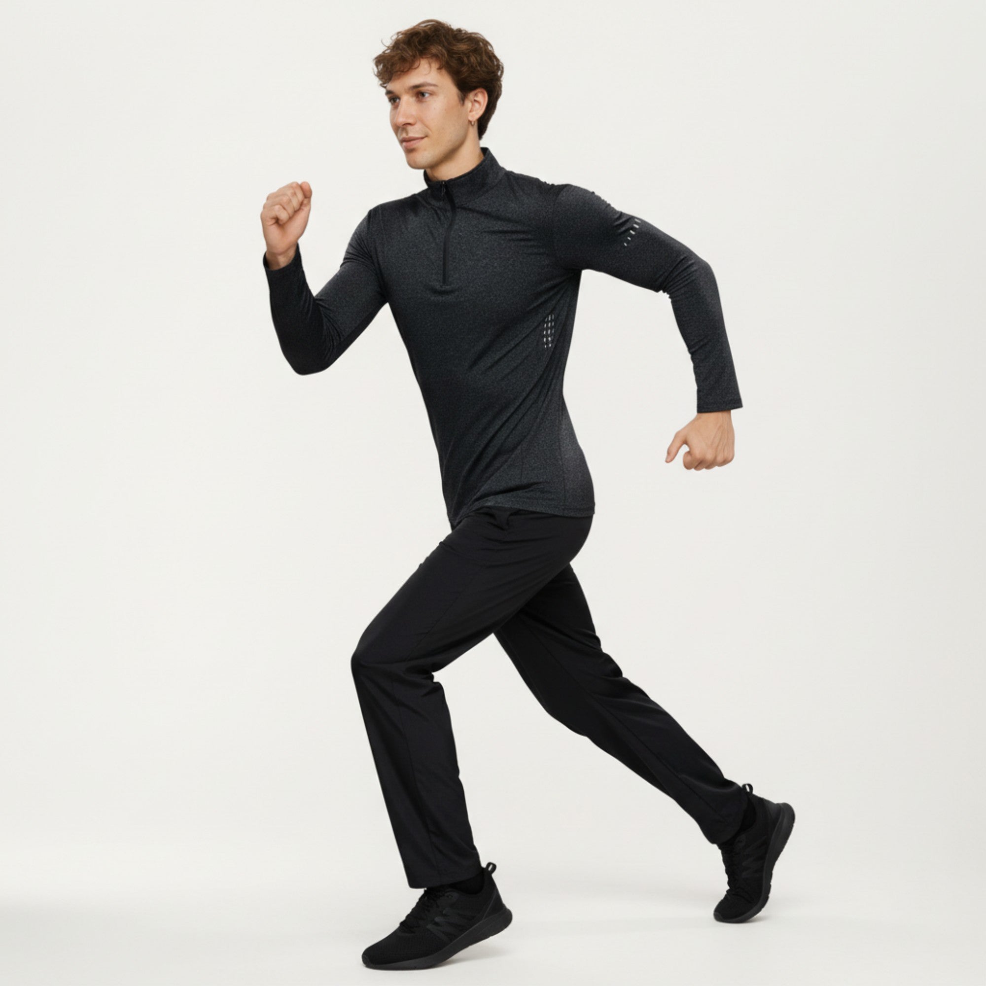 Anna-Kaci Active Men's Long Sleeve Half Zip Performance Top with Mock Neck and Stretch Compression Fit