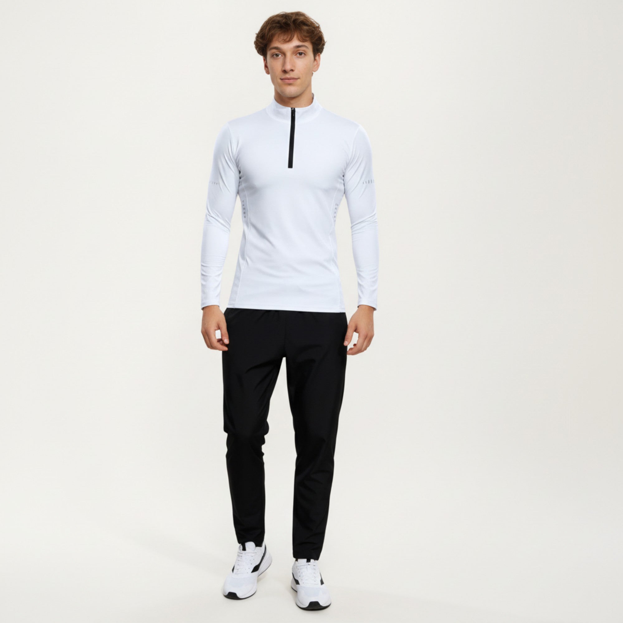 Anna-Kaci Active Men's Long Sleeve Half Zip Performance Top with Mock Neck and Stretch Compression Fit