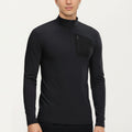 Anna-Kaci Active Men's Long Sleeve Half Zip Performance Top with Secure Chest Pocket and Stretch Knit Fabric