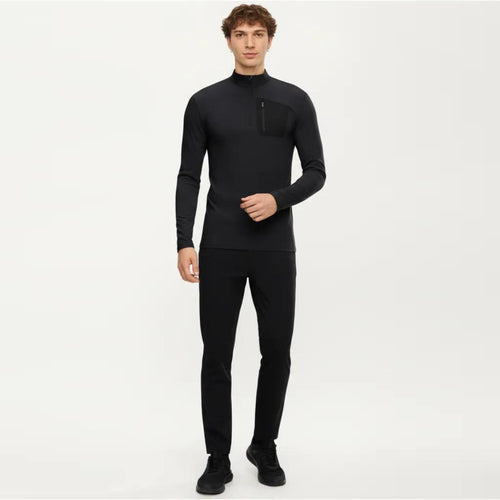 Anna-Kaci Active Men's Long Sleeve Half Zip Performance Top with Secure Chest Pocket and Stretch Knit Fabric