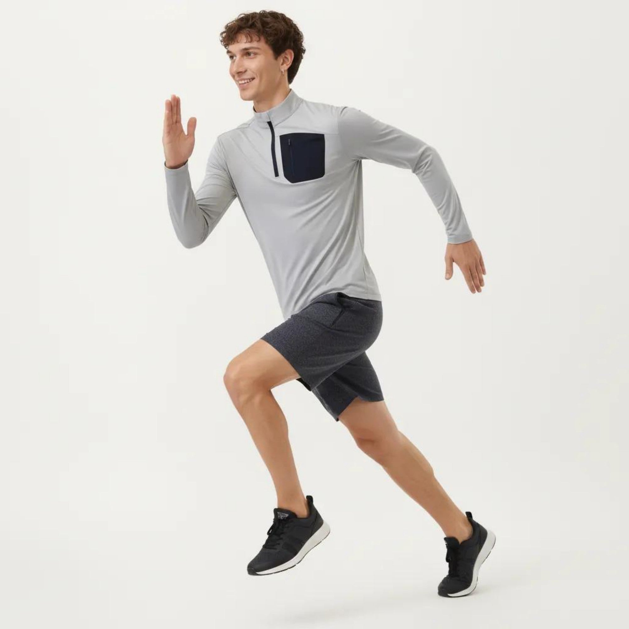 Anna-Kaci Active Men's Long Sleeve Half Zip Performance Top with Secure Chest Pocket and Stretch Knit Fabric