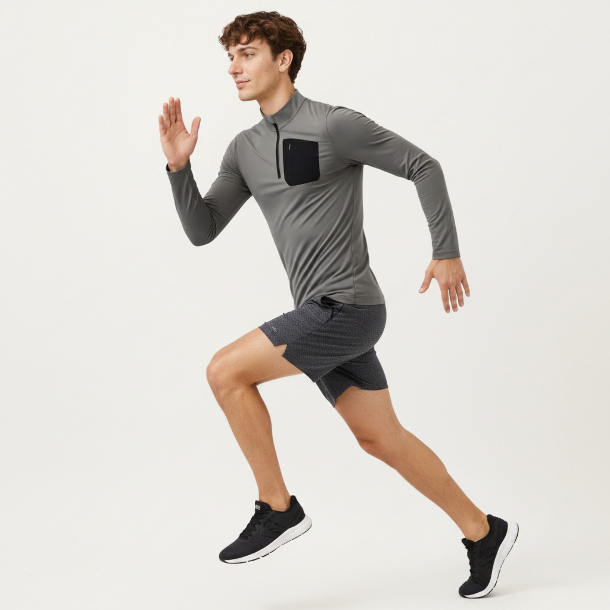 Anna-Kaci Active Men's Long Sleeve Half Zip Performance Top with Secure Chest Pocket and Stretch Knit Fabric