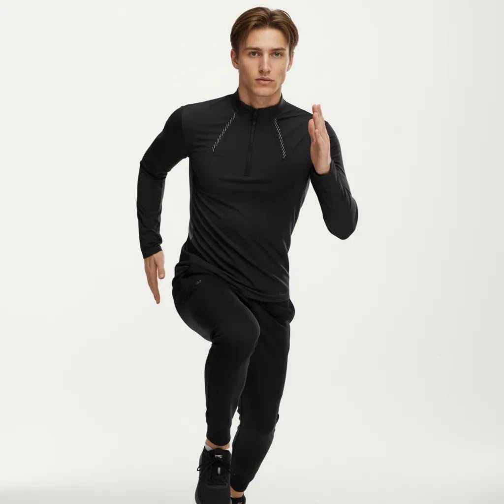 Anna-Kaci Active Men's Long Sleeve Half Zip Performance Top with Lightweight Stretch Knit Fabric