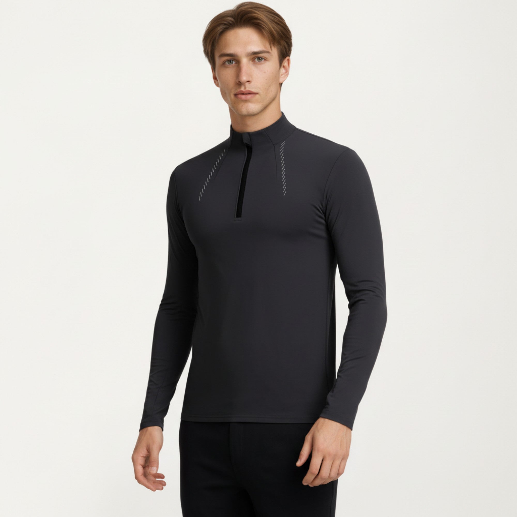 Anna-Kaci Active Men's Long Sleeve Half Zip Performance Top with Lightweight Stretch Knit Fabric
