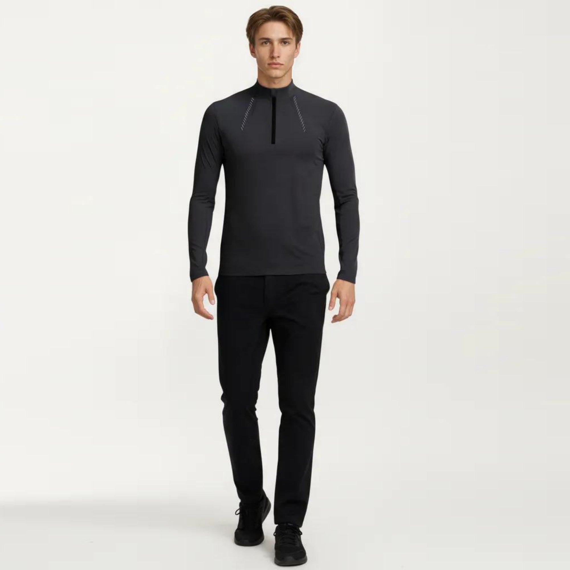 Anna-Kaci Active Men's Long Sleeve Half Zip Performance Top with Lightweight Stretch Knit Fabric