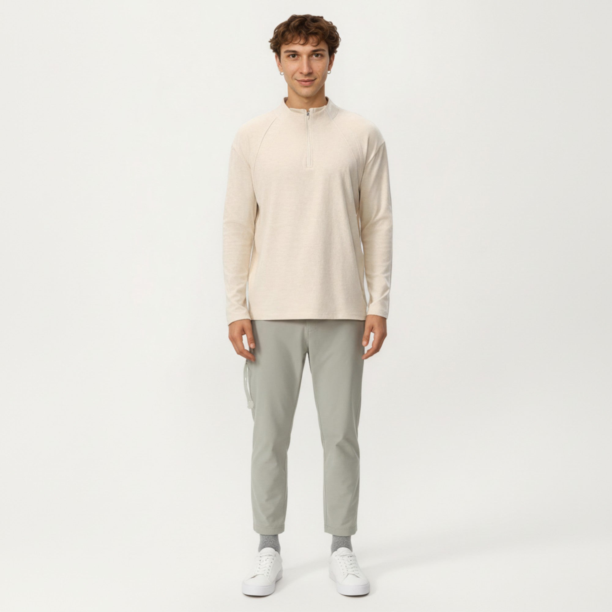 Anna-Kaci Active Men's Long Sleeve Half Zip Pullover Top with Lightweight Stretch Knit Fabric