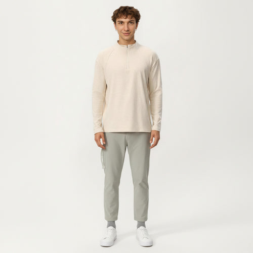 Anna-Kaci Active Men's Long Sleeve Half Zip Pullover Top with Lightweight Stretch Knit Fabric