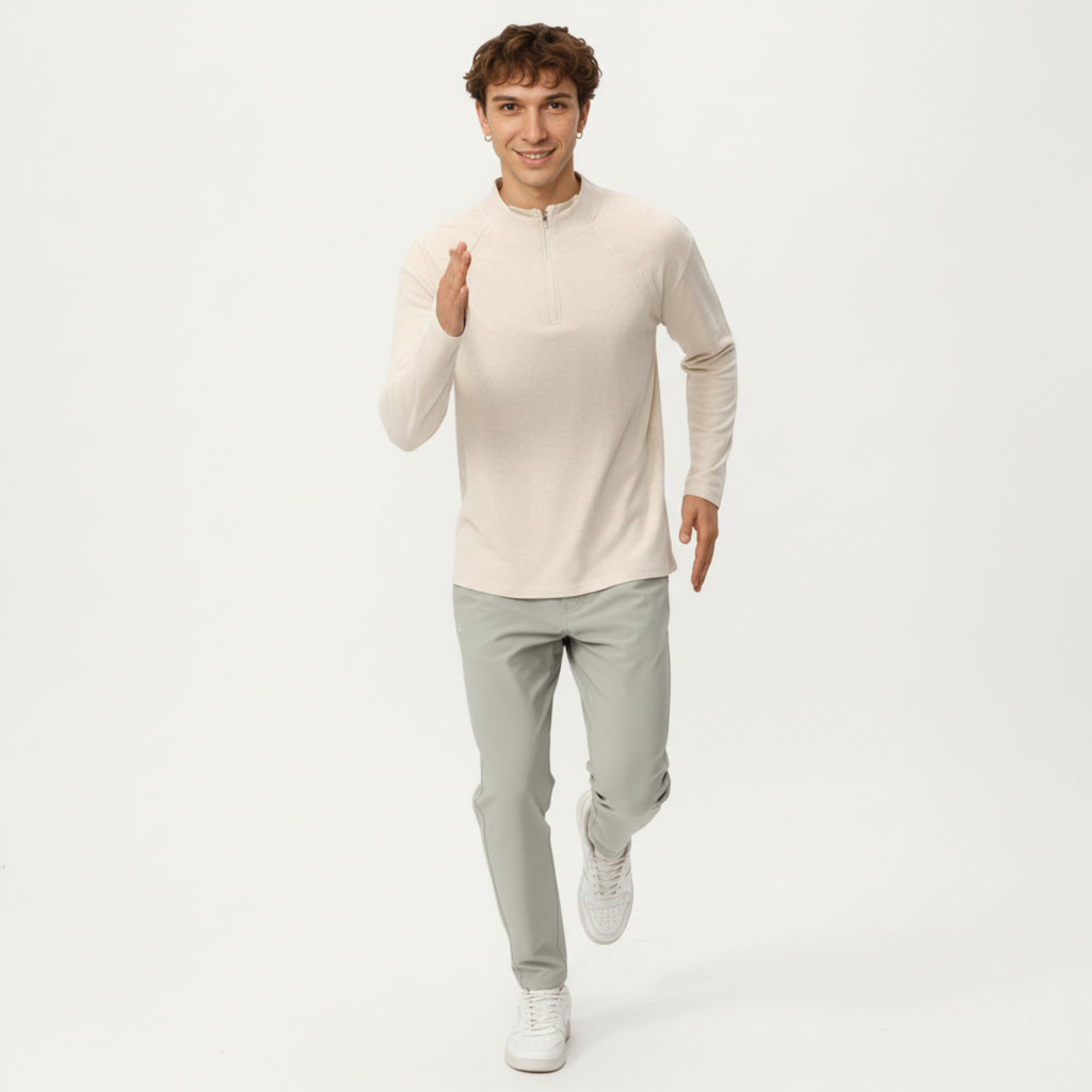 Anna-Kaci Active Men's Long Sleeve Half Zip Pullover Top with Lightweight Stretch Knit Fabric