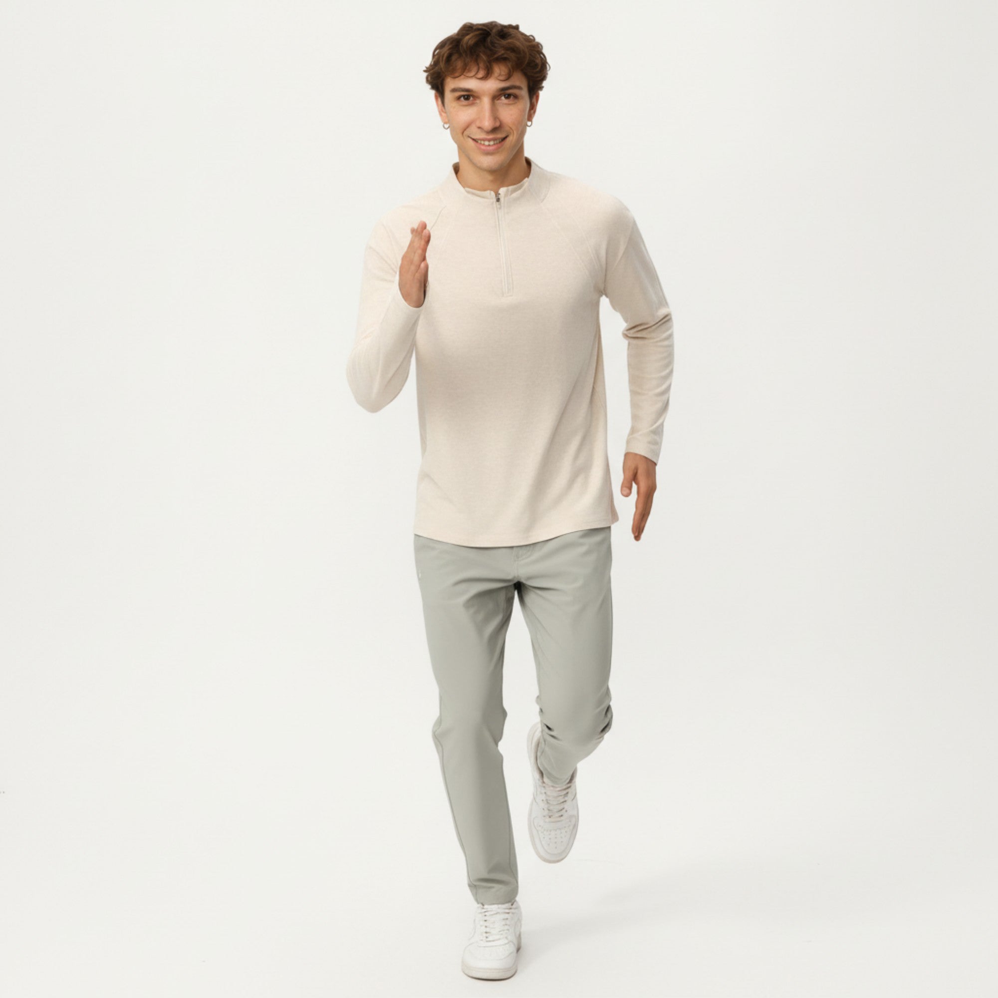 Anna-Kaci Active Men's Long Sleeve Half Zip Pullover Top with Lightweight Stretch Knit Fabric