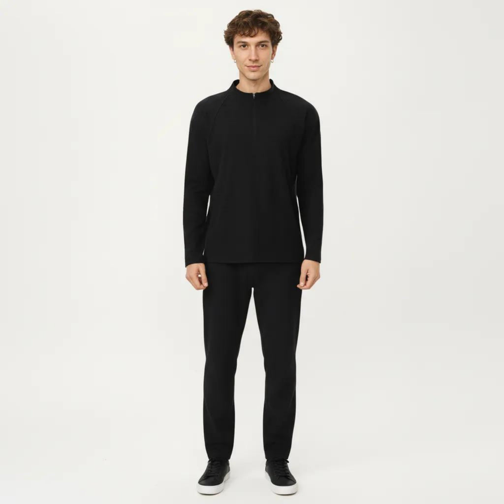 Anna-Kaci Active Men's Long Sleeve Half Zip Pullover Top with Lightweight Stretch Knit Fabric