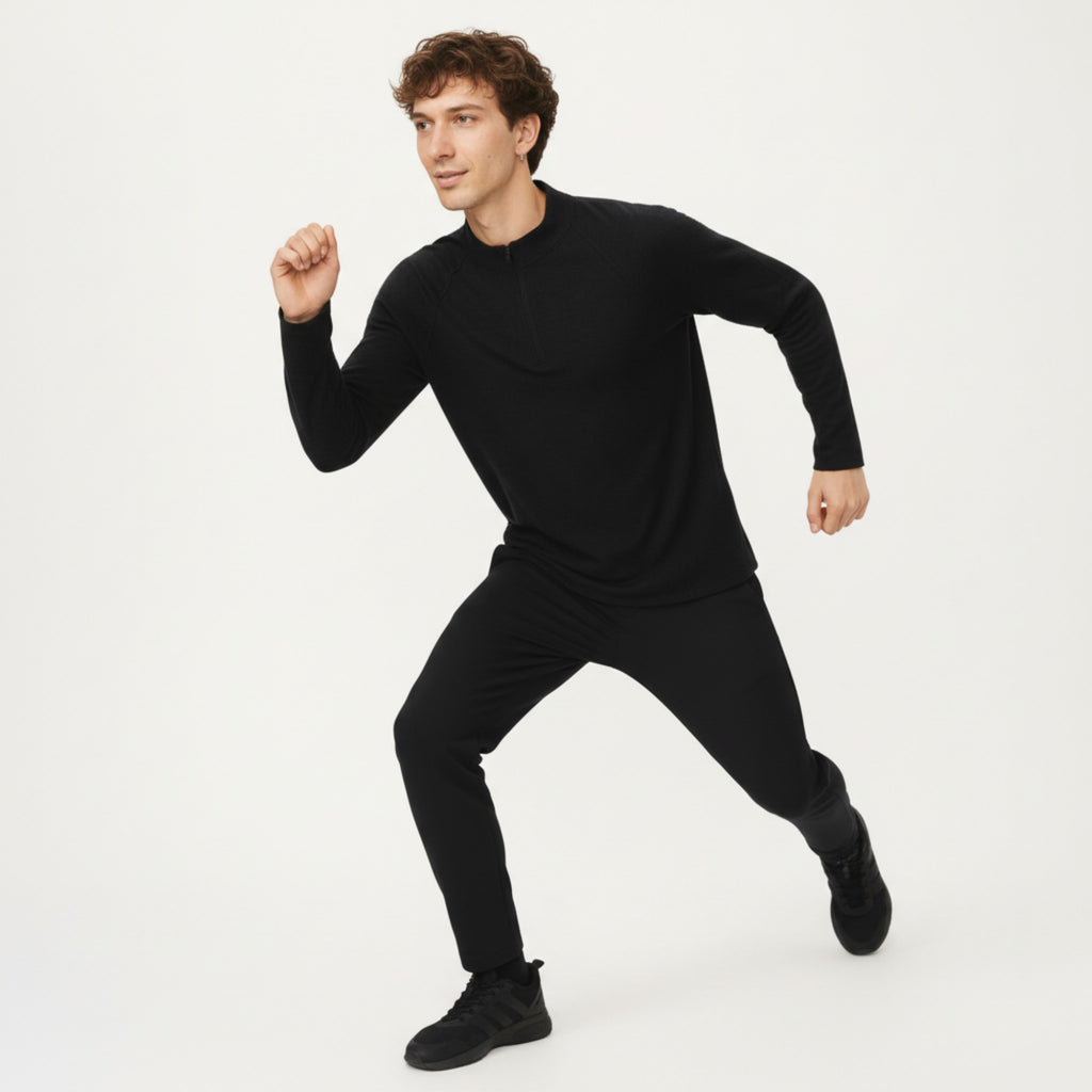 Anna-Kaci Active Men's Long Sleeve Half Zip Pullover Top with Lightweight Stretch Knit Fabric