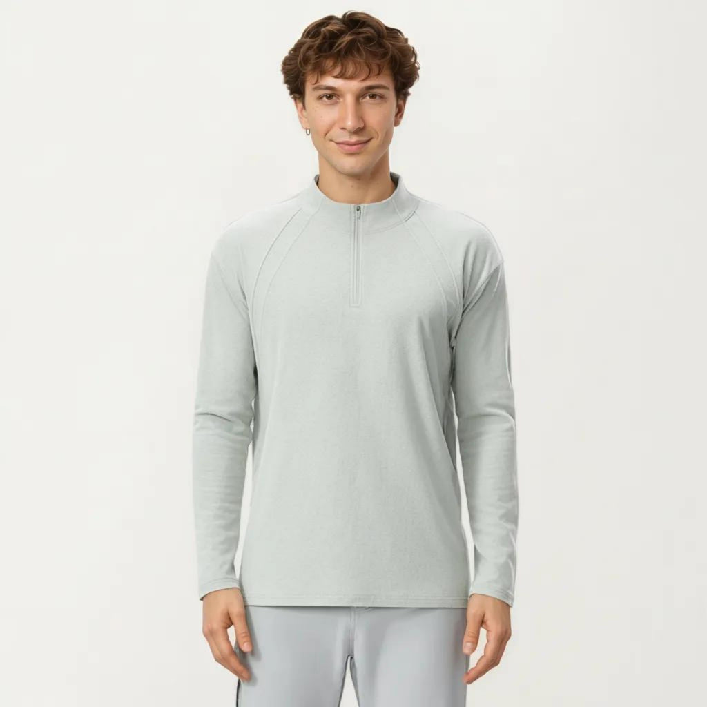 Anna-Kaci Active Men's Long Sleeve Half Zip Pullover Top with Lightweight Stretch Knit Fabric