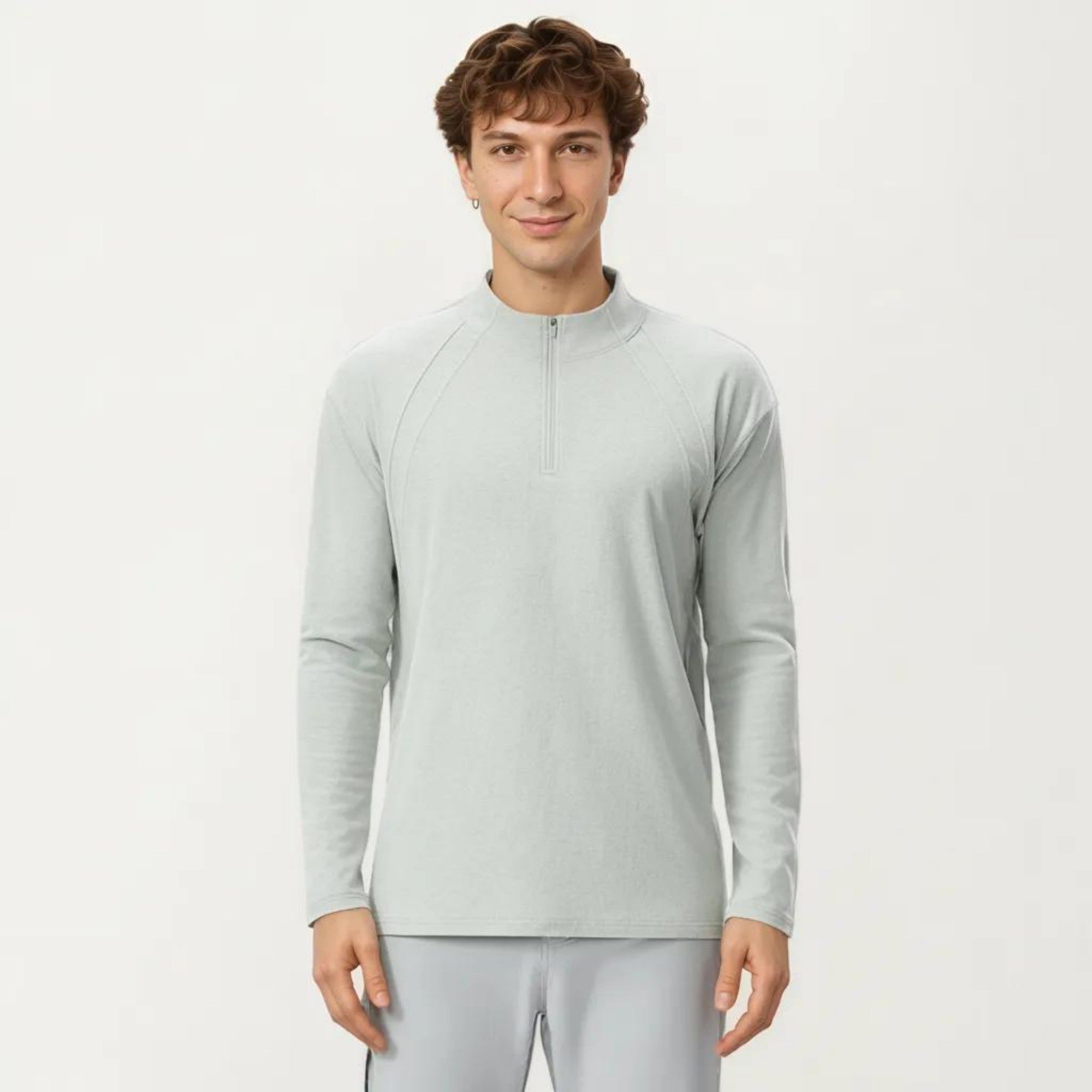 Anna-Kaci Active Men's Long Sleeve Half Zip Pullover Top with Lightweight Stretch Knit Fabric