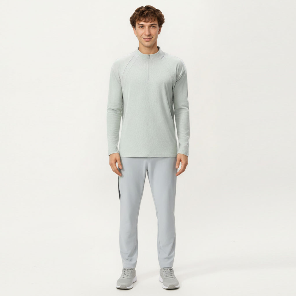Anna-Kaci Active Men's Long Sleeve Half Zip Pullover Top with Lightweight Stretch Knit Fabric