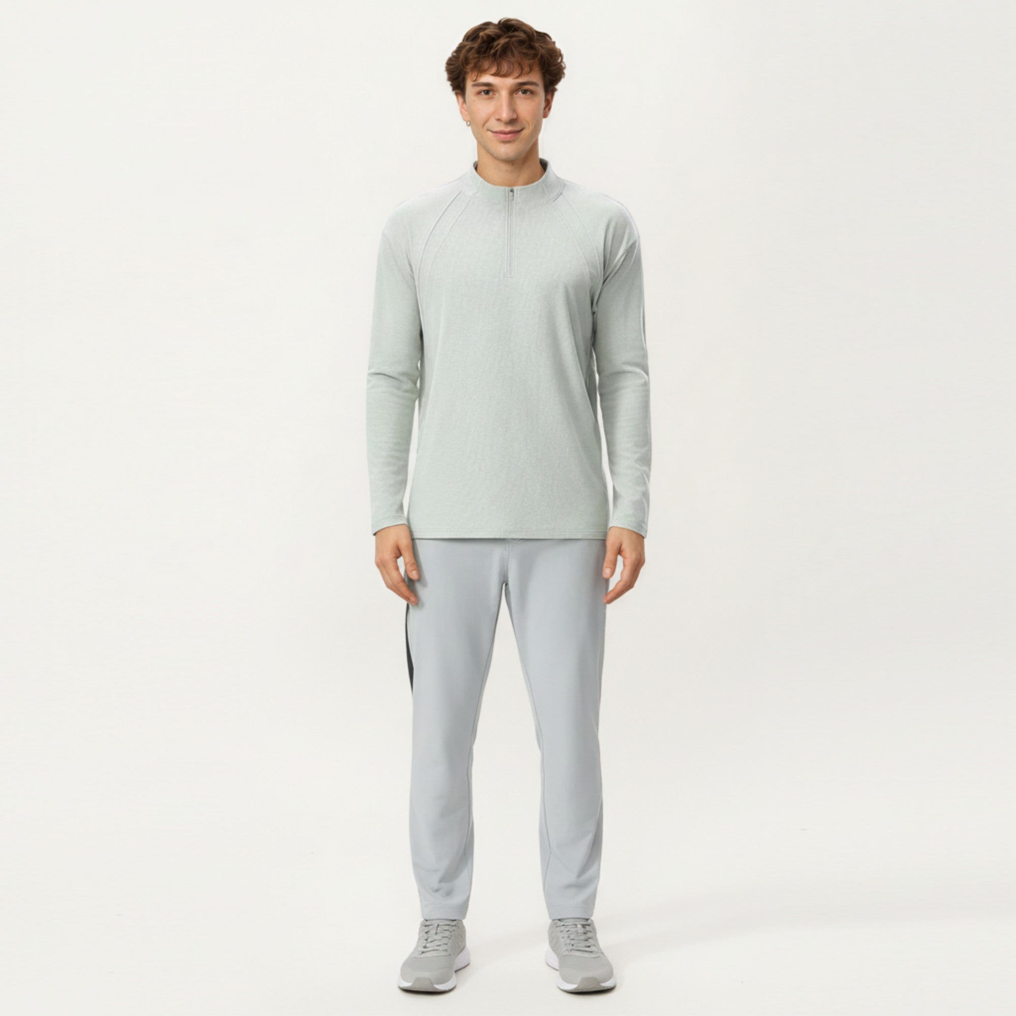 Anna-Kaci Active Men's Long Sleeve Half Zip Pullover Top with Lightweight Stretch Knit Fabric