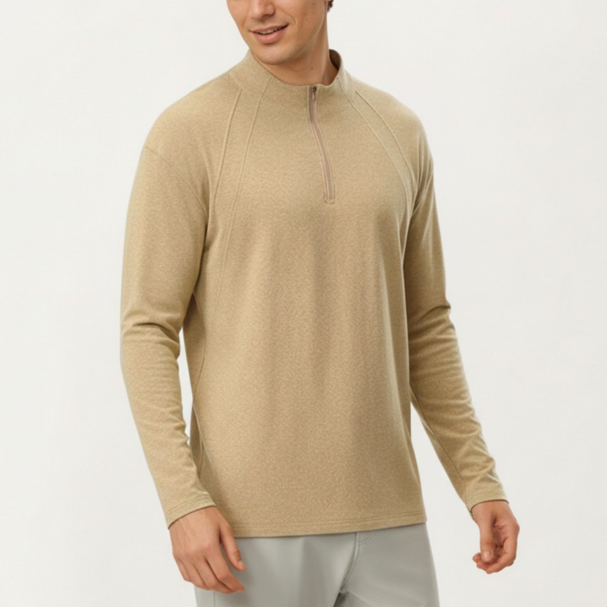 Anna-Kaci Active Men's Long Sleeve Half Zip Pullover Top with Lightweight Stretch Knit Fabric