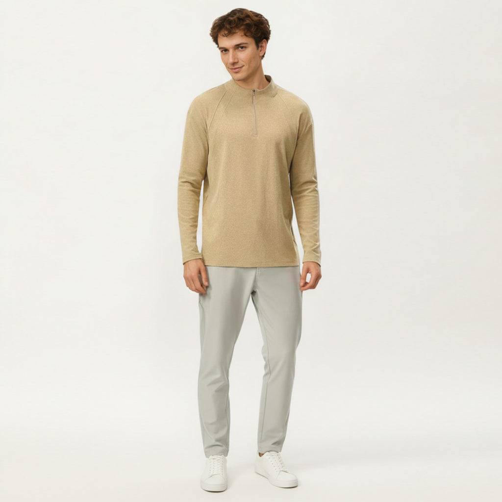 Anna-Kaci Active Men's Long Sleeve Half Zip Pullover Top with Lightweight Stretch Knit Fabric