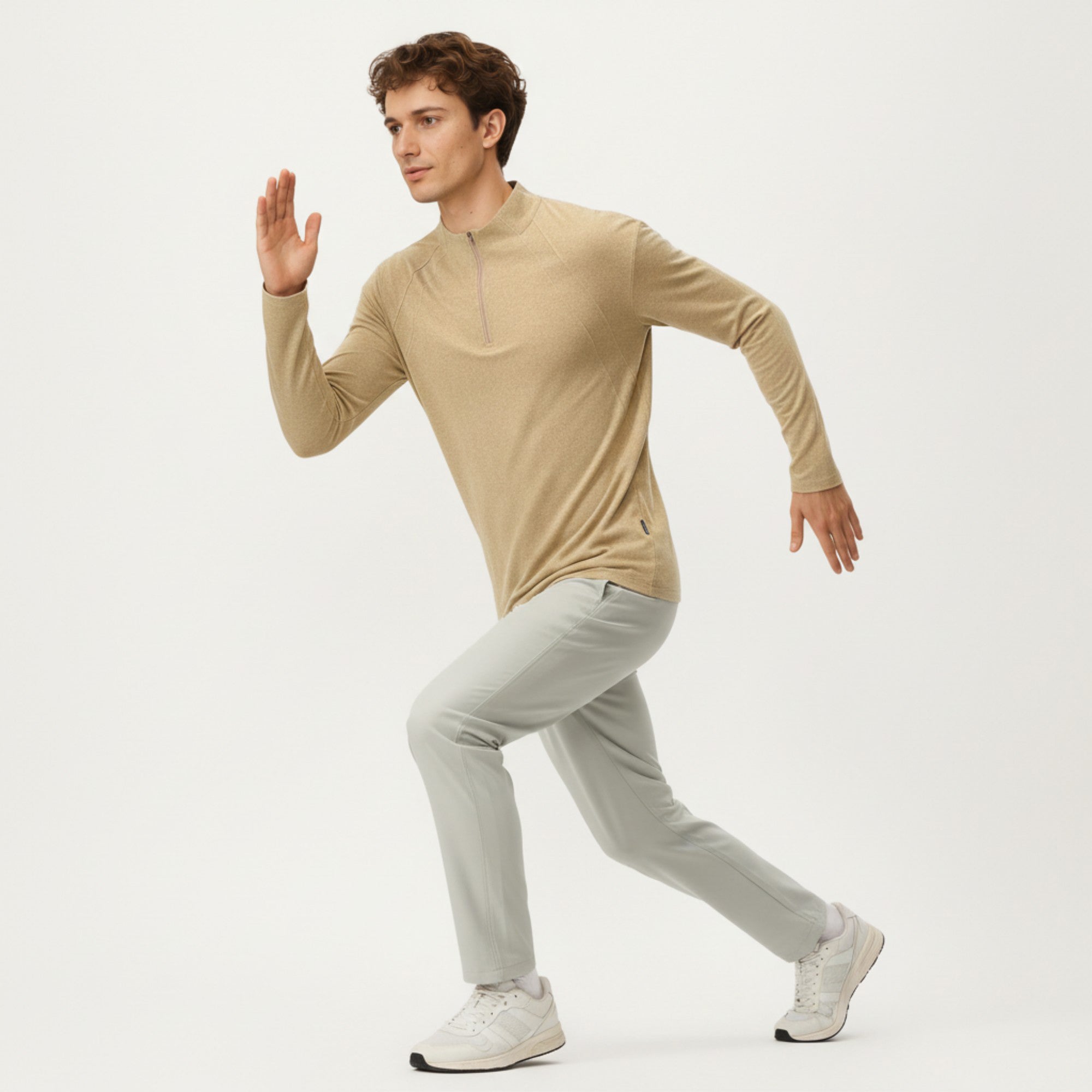 Anna-Kaci Active Men's Long Sleeve Half Zip Pullover Top with Lightweight Stretch Knit Fabric